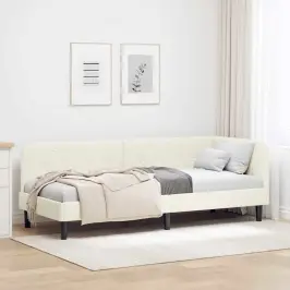 Kampinė Lovos Konstrukcija Kreminė 80 X 200 Cm Aksomas