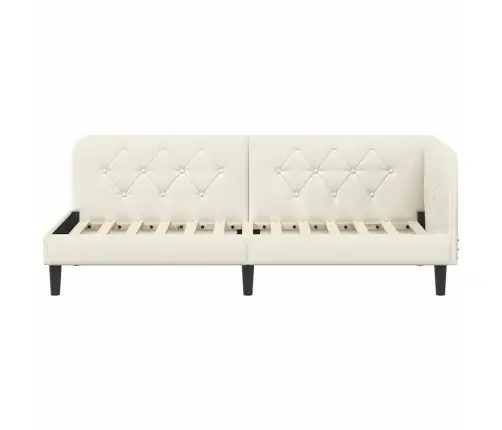 Kampinė Lovos Konstrukcija Kreminė 80 X 200 Cm Aksomas