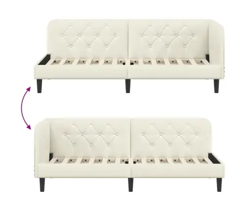 Kampinė Lovos Konstrukcija Kreminė 80 X 200 Cm Aksomas