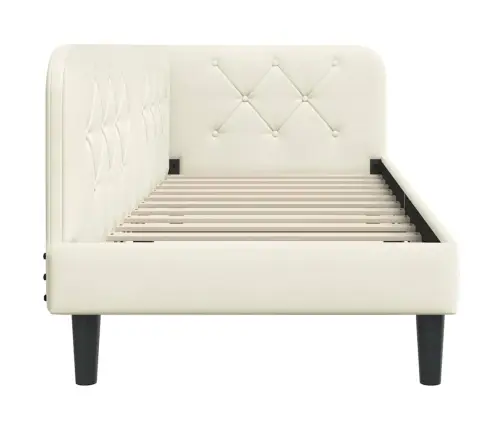 Kampinė Lovos Konstrukcija Kreminė 80 X 200 Cm Aksomas