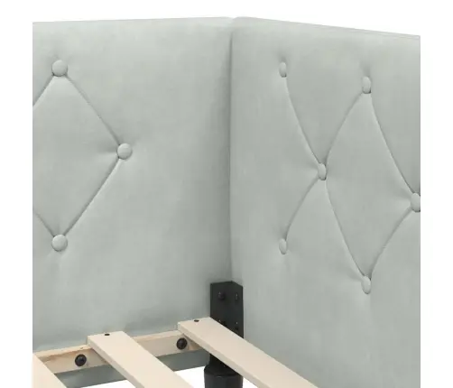 Stūra Gultas Rāmis Gaiši Pelēks 90 X 190 Cm Samts Vidaxl