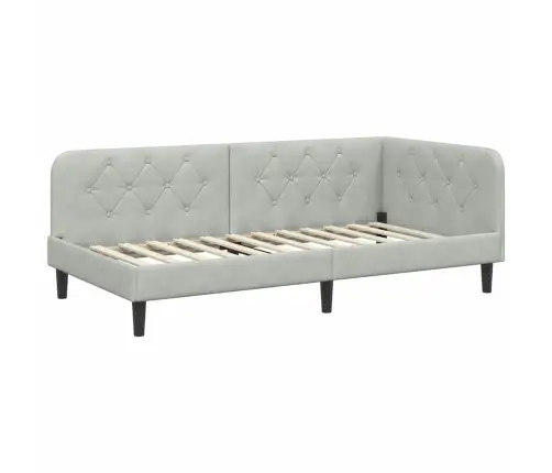 Stūra Gultas Rāmis Gaiši Pelēks 90 X 190 Cm Samts Vidaxl