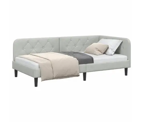 Stūra Gultas Rāmis Gaiši Pelēks 90 X 190 Cm Samts Vidaxl