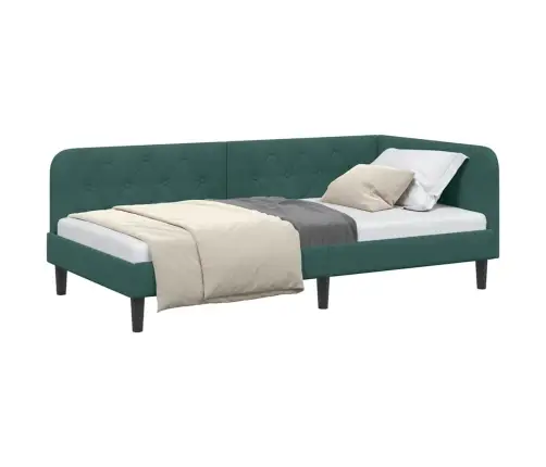 Kampinė Lovos Konstrukcija Tamsiai Žalia 90 X 190 Cm Aksomas
