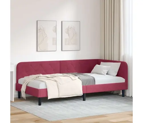 Kampinė Lovos Konstrukcija Vyno Raudona 90 X 190 Cm Aksomas