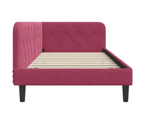 Kampinė Lovos Konstrukcija Vyno Raudona 90 X 190 Cm Aksomas