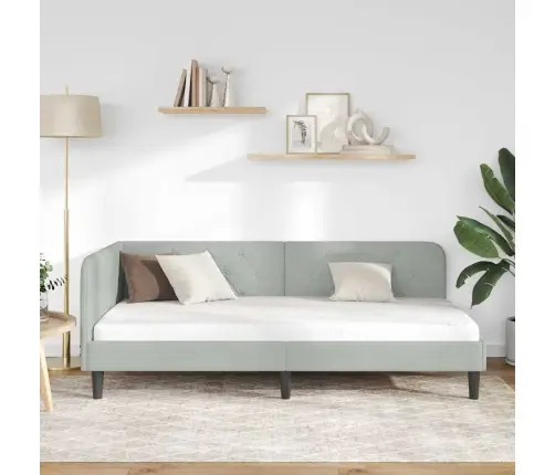 Stūra Gultas Rāmis Gaiši Pelēks 90 X 200 Cm Samts Vidaxl