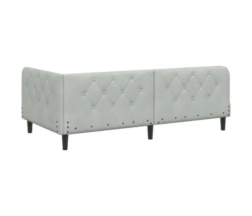 Stūra Gultas Rāmis Gaiši Pelēks 90 X 200 Cm Samts Vidaxl