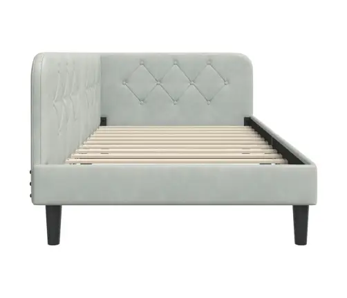 Stūra Gultas Rāmis Gaiši Pelēks 90 X 200 Cm Samts Vidaxl