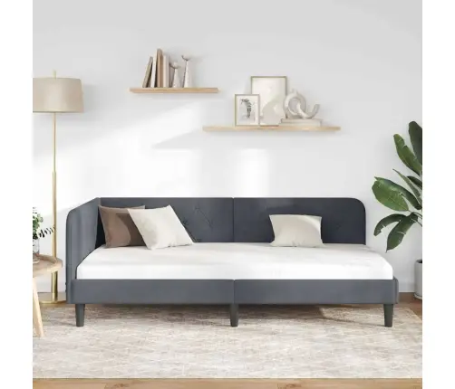 Stūra Gultas Rāmis Tumši Pelēks 90 X 200 Cm Samts Vidaxl