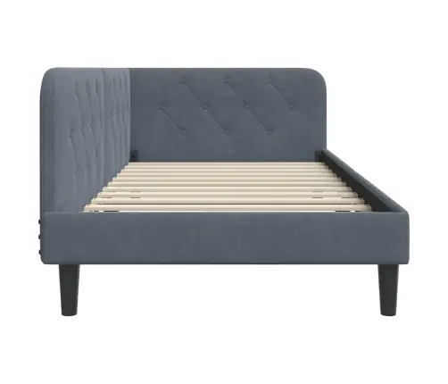 Stūra Gultas Rāmis Tumši Pelēks 90 X 200 Cm Samts Vidaxl