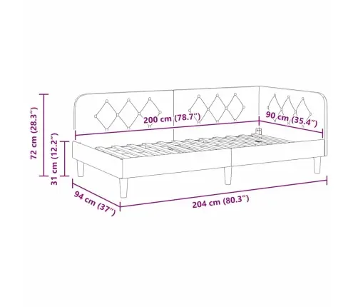 Stūra Gultas Rāmis Ar Galvas Klāju Rozā 90 X 200 Cm Samts Vidaxl
