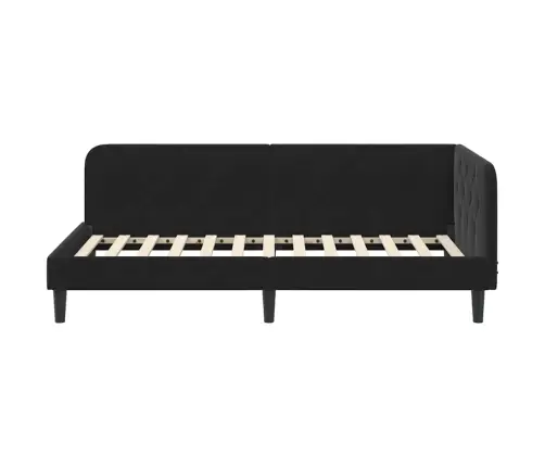 Stūra Gultas Rāmis Ar Galvas Klāju Melna 90 X 200 Cm Samts Vidaxl