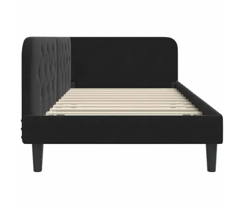 Stūra Gultas Rāmis Ar Galvas Klāju Melna 90 X 200 Cm Samts Vidaxl