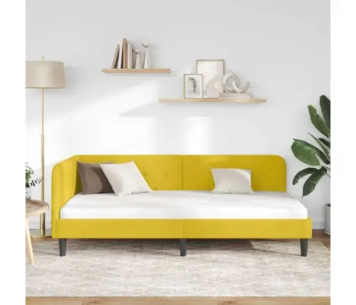 Kampinė Lovos Konstrukcija Geltona 90 X 200 Cm Aksomas