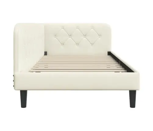 Stūra Gultas Rāmis Ar Galvas Klāju Krēmkrāsa 90 X 200 Cm Samts Vidaxl