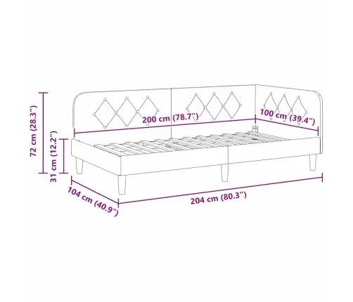 Stūra Gultas Rāmis Ar Galvas Klāju Rozā 100 X 200 Cm Samts Vidaxl