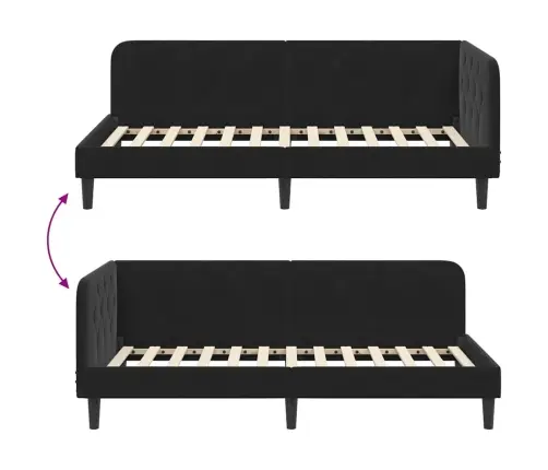 Kampinė Lovos Konstrukcija Juoda 100 X 200 Cm Aksomas