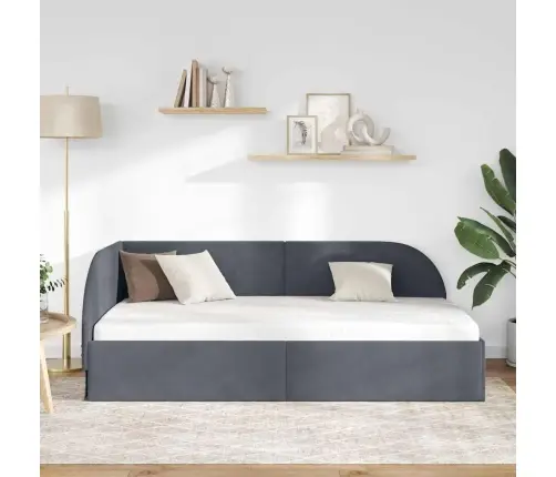 Kampinė Lovos Konstrukcija Tamsiai Pilka 80 Cm X 200 Cm Aksomas