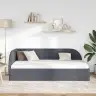 Kampinė Lovos Konstrukcija Tamsiai Pilka 80 Cm X 200 Cm Aksomas