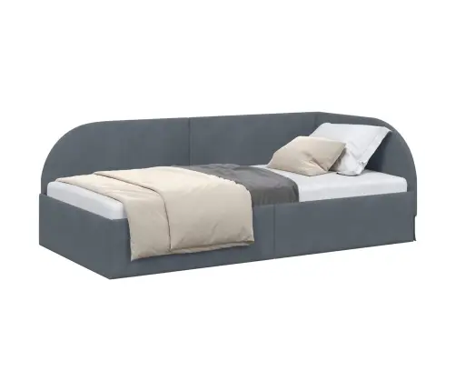 Kampinė Lovos Konstrukcija Tamsiai Pilka 80 Cm X 200 Cm Aksomas