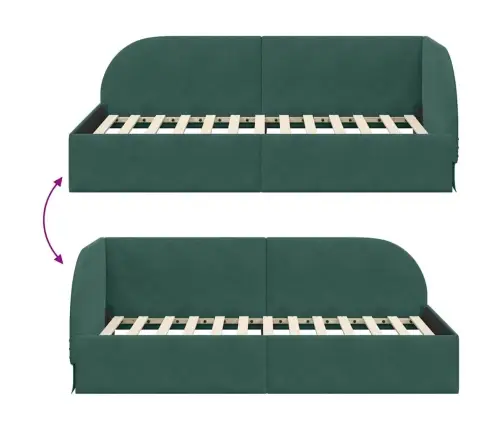 Stūra Gultas Rāmis Ar Galvas Klāju Tumši Zaļa 80 X 200 Cm Samts Vidaxl