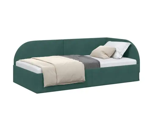 Stūra Gultas Rāmis Ar Galvas Klāju Tumši Zaļa 80 X 200 Cm Samts Vidaxl