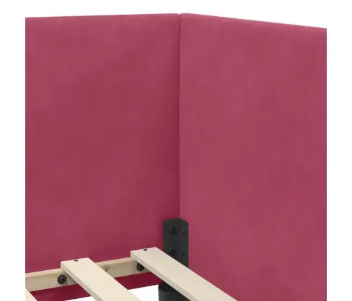 Stūra Gultas Rāmis Ar Galvas Klāju Vīnsarkans 80 X 200 Cm Samts Vidaxl