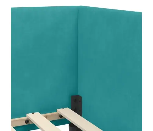 Stūra Gultas Rāmis Tirkīzzila 80 Cm X 200 Cm Audums Vidaxl