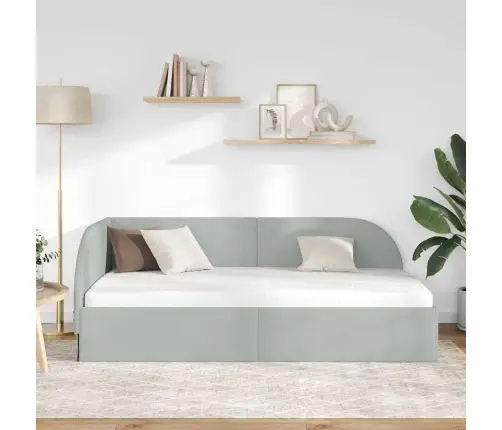 Stūra Gultas Rāmis Gaiši Pelēks 90 Cm X 190 Cm Audums Vidaxl