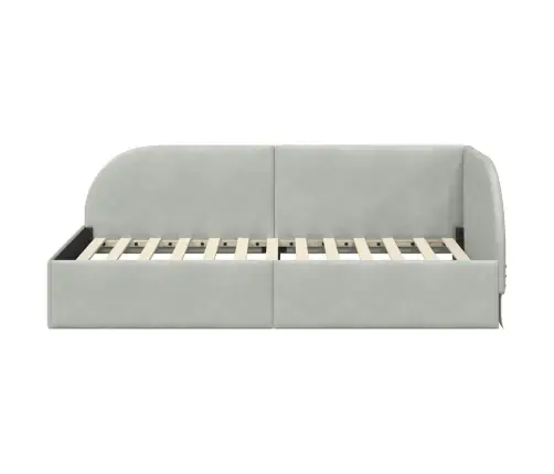 Stūra Gultas Rāmis Gaiši Pelēks 90 Cm X 190 Cm Audums Vidaxl