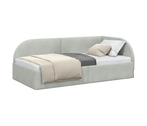 Stūra Gultas Rāmis Gaiši Pelēks 90 Cm X 190 Cm Audums Vidaxl