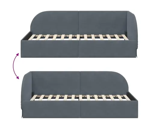 Stūra Gultas Rāmis Tumši Pelēks 90 Cm X 190 Cm Audums Vidaxl