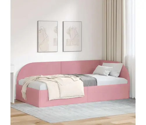 Kampinė Lovos Konstrukcija Rožinė 90 Cm X 190 Cm Aksomas