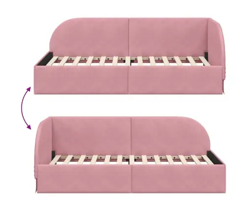 Kampinė Lovos Konstrukcija Rožinė 90 Cm X 190 Cm Aksomas