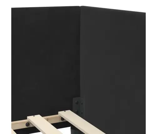 Stūra Gultas Rāmis Ar Galvas Klāju Melna 90 Cm X 190 Cm Audums Vidaxl