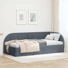 Stūra Gultas Rāmis Tumši Pelēka 90 X 200 Cm Samts Vidaxl