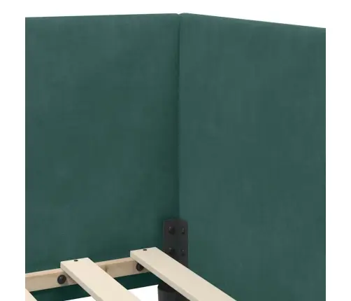 Stūra Gultas Rāmis Tumši Zaļš 90 Cm X 200 Cm Audums Vidaxl