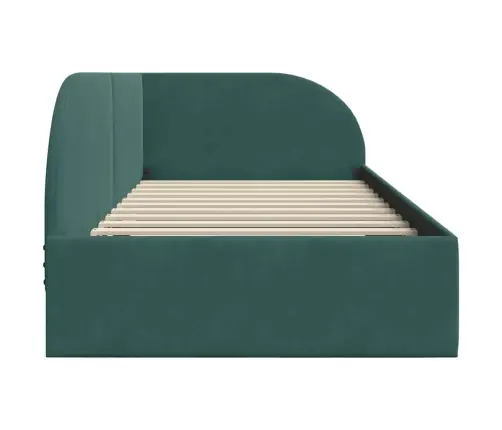 Stūra Gultas Rāmis Tumši Zaļš 90 Cm X 200 Cm Audums Vidaxl