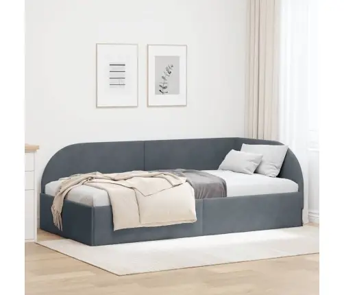 Stūra Gultas Rāmis Tumši Pelēka 100 X 200 Cm Samts Vidaxl