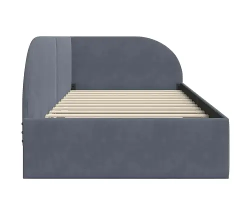 Stūra Gultas Rāmis Tumši Pelēka 100 X 200 Cm Samts Vidaxl