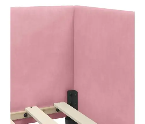 Kampinė Lovos Konstrukcija Rožinė 100 Cm X 200 Cm Aksomas