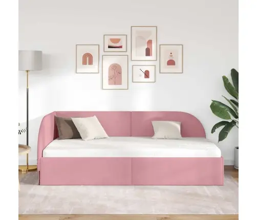 Kampinė Lovos Konstrukcija Rožinė 100 Cm X 200 Cm Aksomas
