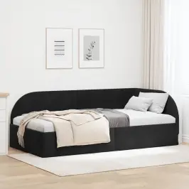 Stūra Gultas Rāmis Ar Galvas Klāju Melna 100 Cm X 200 Cm Audums Vidaxl Stūra Gultas Rāmis Ar Galvas Klāju Melna 100 Cm X 200 Cm Audums Vidaxl