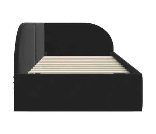 Stūra Gultas Rāmis Ar Galvas Klāju Melna 100 Cm X 200 Cm Audums Vidaxl