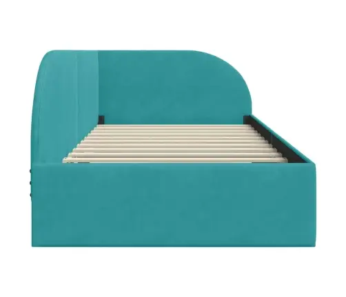 Stūra Gultas Rāmis Tirkīzzila 100 X 200 Cm Samts Vidaxl