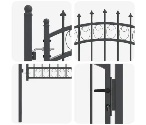 Aiavärav Okkadega Lukuga Hall 125 X 100 Cm Pulbervärvitud Teras