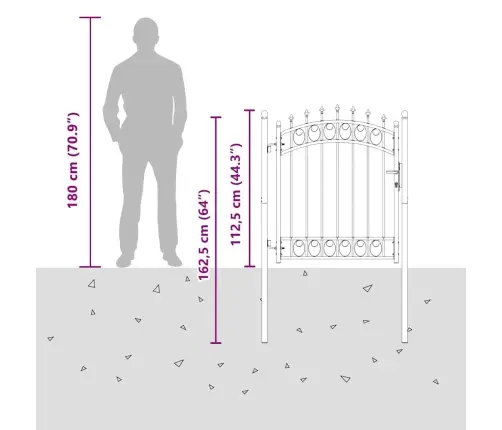 Aiavärav Okkadega Lukuga Hall 125 X 100 Cm Pulbervärvitud Teras