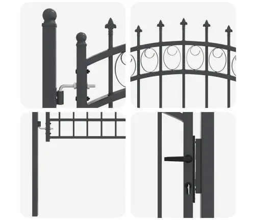 Tvoros Vartai Su Smailiais Su Užraktu Pilka 170 X 100 Cm