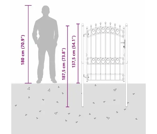 Tvoros Vartai Su Smailiais Su Užraktu Pilka 170 X 100 Cm